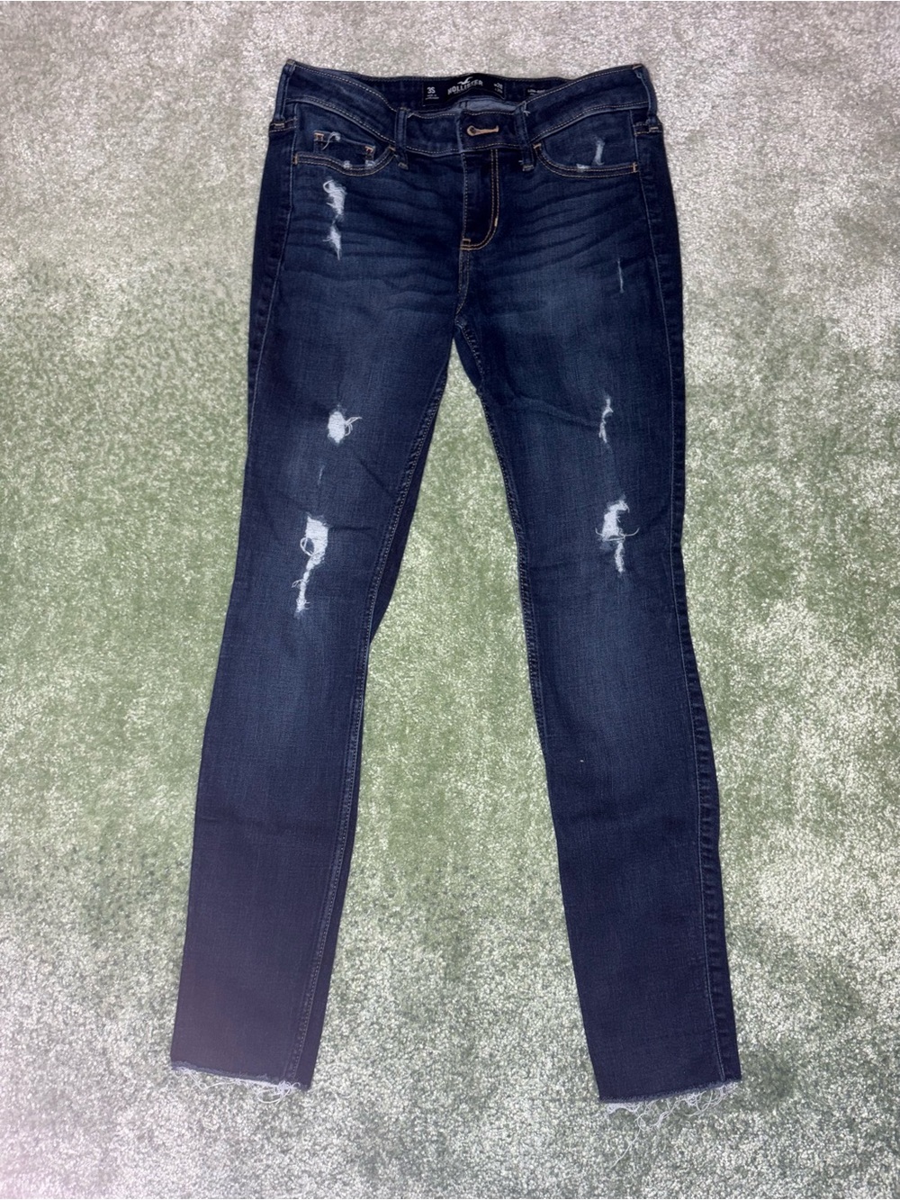 Hollister Dark Blue Distressed Skinny Jeans